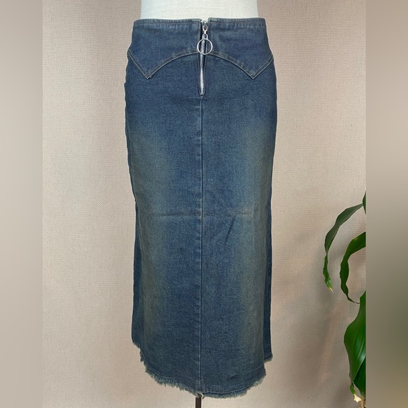 VINTAGE Y2K Monteau Denim Skirt with Front Zipper - Picture 1 of 8